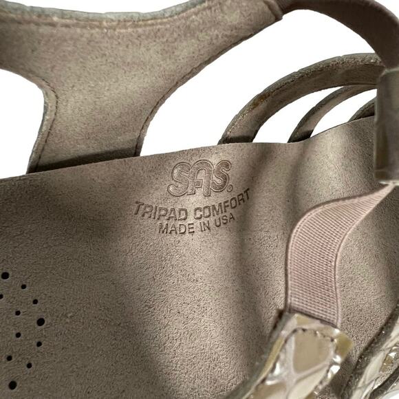 SAS Allegro Heel Strap Sandal Tan Croc Embossed Women's Size 10  Brand New - Picture 9 of 13